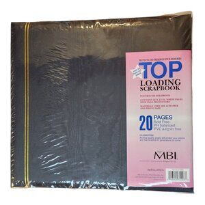 MBI Top Loading 20-Page Scrap Book 12 x 12" Gold Band Wavy Navy Pattern